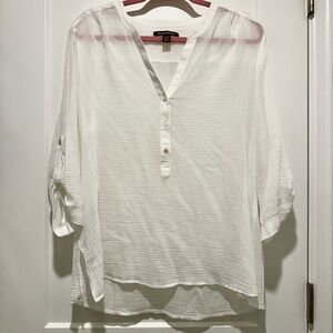 Ladies, Tommy Bahama sheer 3/4 sleeve tunic top, white, size l…